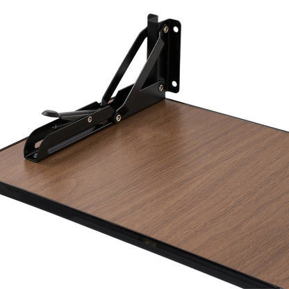Folding Wall-Mounted Laptop Desk, Space-Saving Study and Reading Table, Metal Iron Frame Design, Durable and Sturdy Wall Desk for Home or Office, Black/White, 52x24cm / 65x24cm / 75x24cm