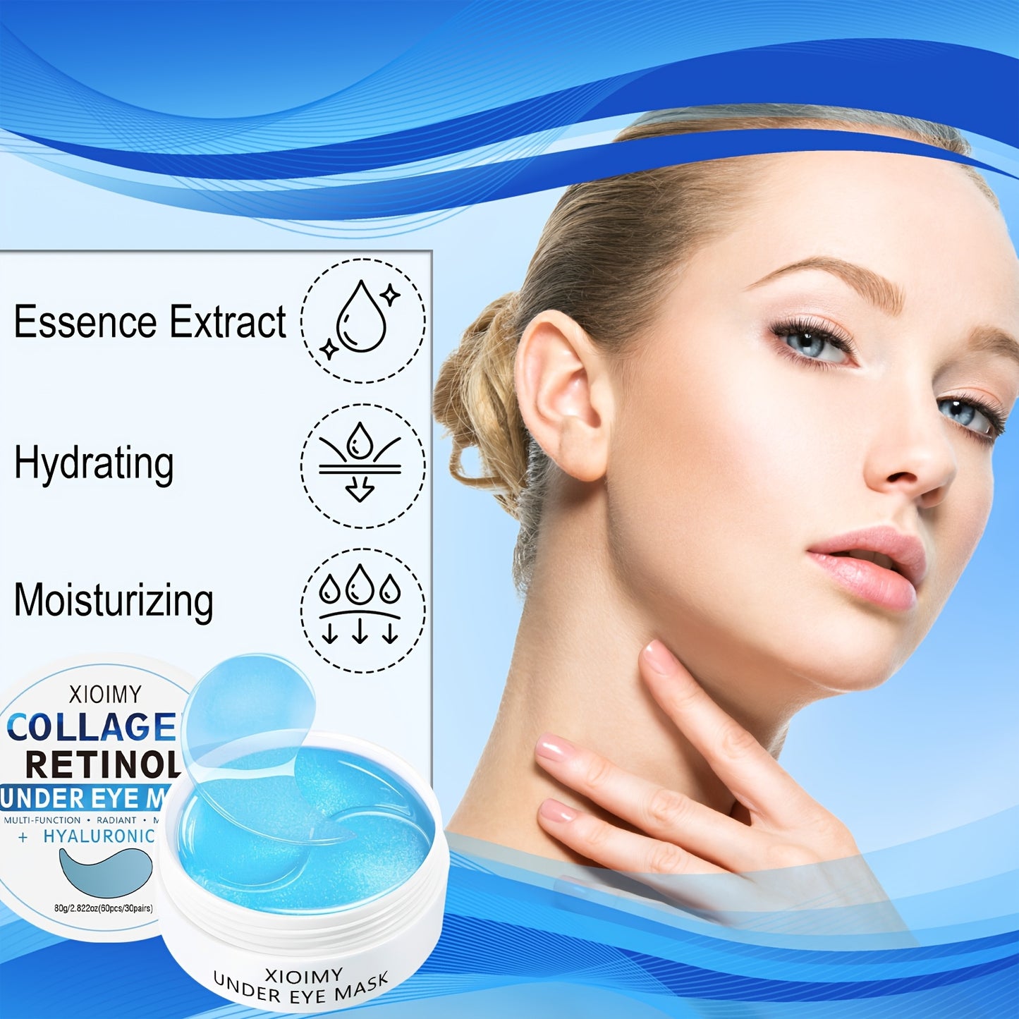 60pcs Collagen And Retinol Hydrogel Eye Mask, Powerfully Moisturize, Deeply Hydrate, Firm And Tender Eye Skin, Make Eye Skin Lines Disappear, Eye Skin Care, Eye Mask, Eye Facial Mask