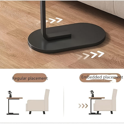 Modern C-Shaped Side Table with Hidden Base, Space-Saving Design, Multi-Functional Swivel Coffee Table, Versatile for Use As Nightstand, Sofa Side Table Or Decorative Accent Table for Home Office, Living Room & Conference Room