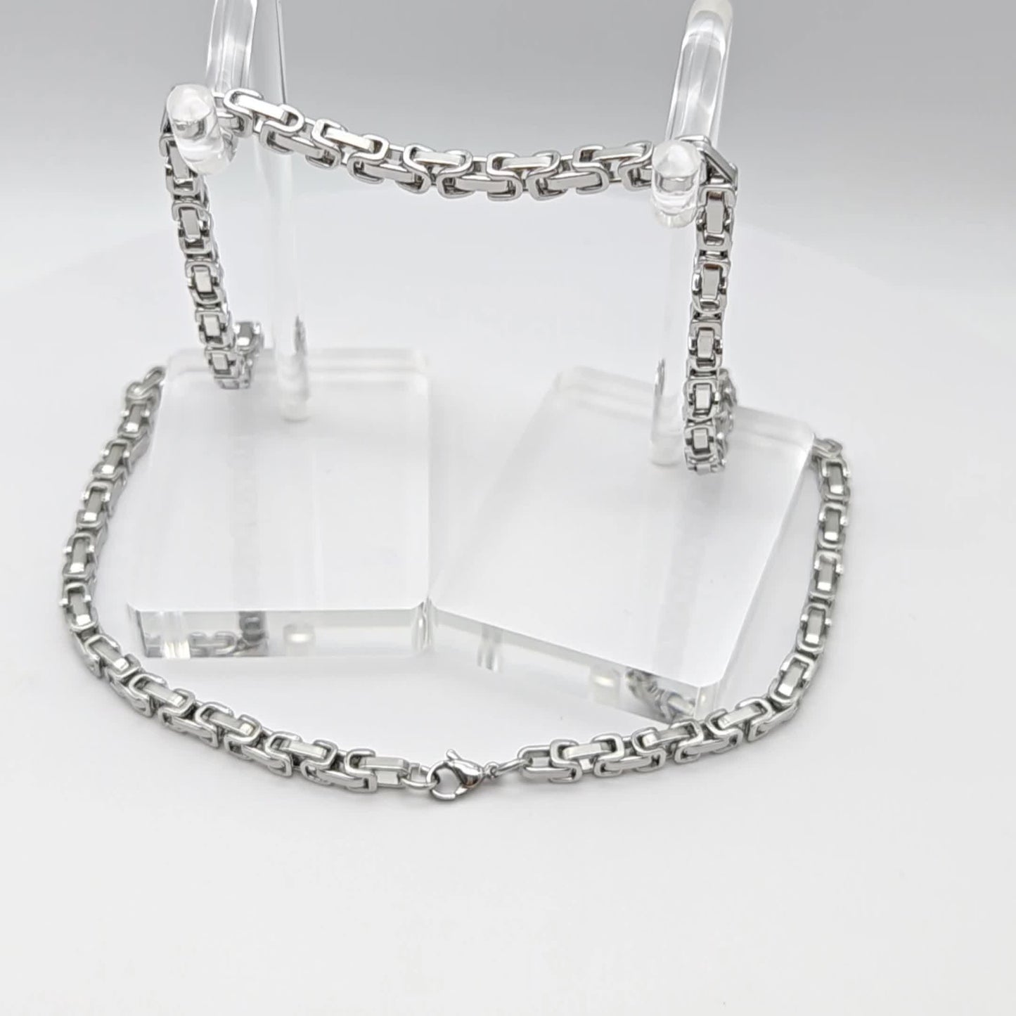Men'S Necklace 304L Stainless Steel Necklace Cuban Chain 304L Stainless Steel Byzantine Link Chain for Men Gifting Jewelry