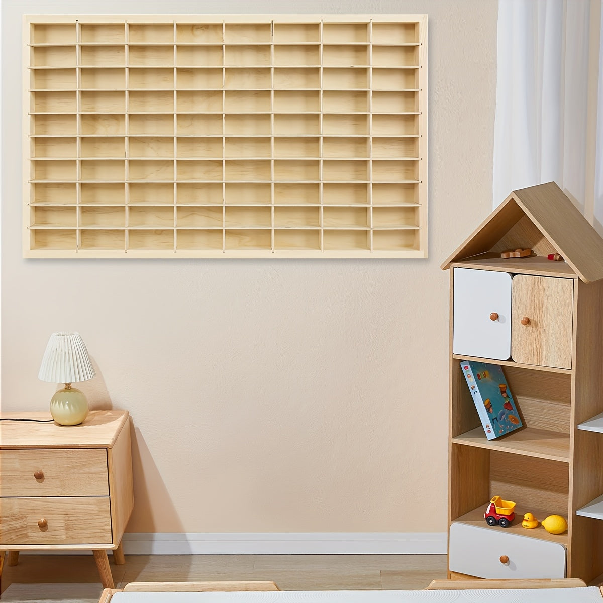 1pc Wooden Car Model Rack, Wall Mounted Storage Organizer, Multi-purpose Wooden Shelving for Home And Kitchen, Collectible Transparent Display Rack, Practical Shelf