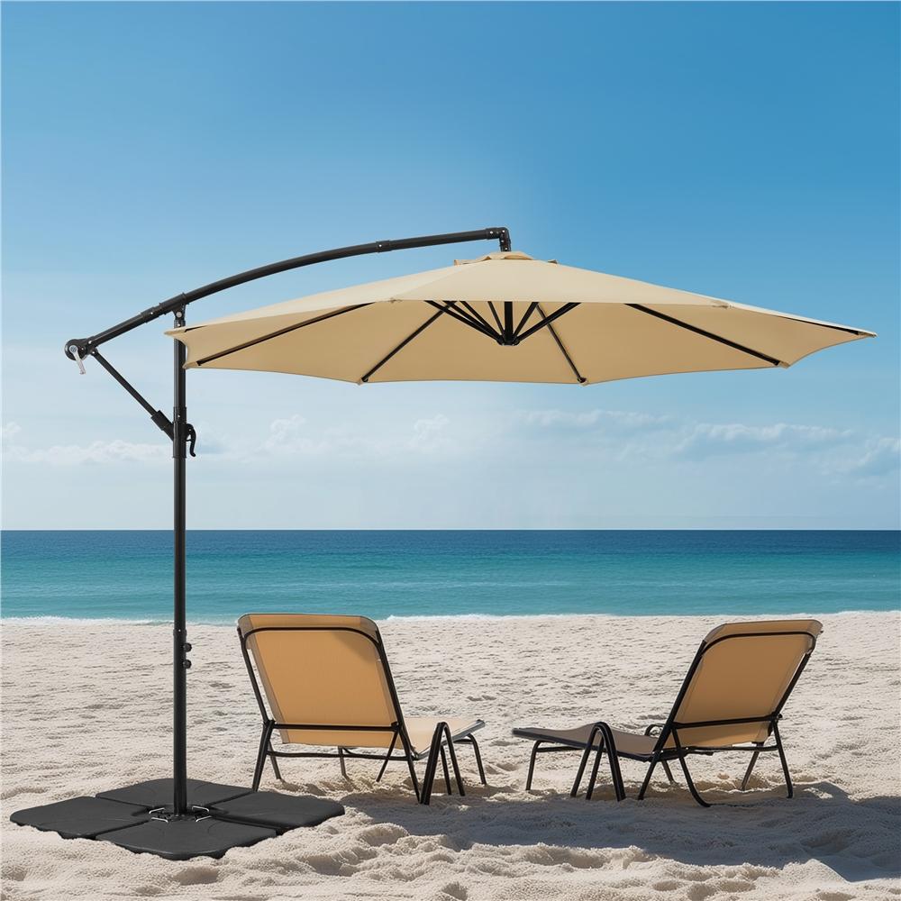 Costoffs Outdoor Umbrella, 3M Patio Offset Umbrella, Outdoor Hanging Umbrella, Banana Parasol Sun Shade Shelter, Market Backyard Umbrella with Crank & Cross Base for Beach/Outdoor/Party/Garden