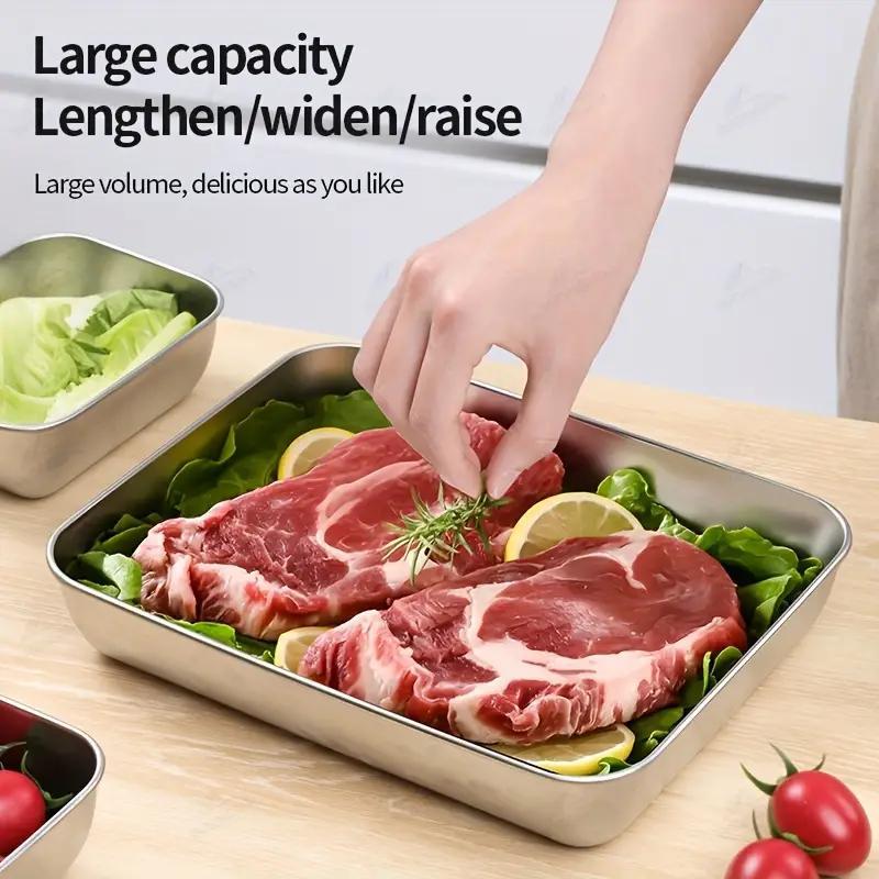 3/5/6 pcs Stainless Steel Food Storage Containers, Stackable with Sealed Lids, Flip Top, Square Shape, for Salad, Fruit, Food Storage, Kitchen Organization, Refrigerator Freshness, Freezer Safe, Multi-purpose Meal Prep