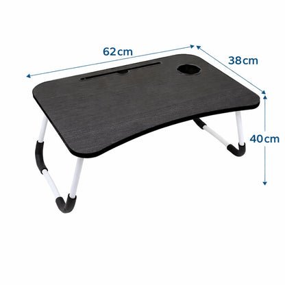Foldable Laptop Lap Desk Adjustable Height & Angle – Portable Bed Sofa Table with Non-Slip Surface & Hanging Hooks for Work, Study, Reading & Breakfast