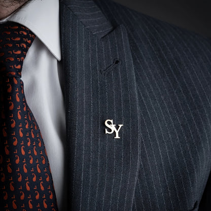 Custom Double Letter Brooch, Stainless Steel Initial Brooch, Personalized Couple Brooch, Men'S Suit Lapel Pin, Minimalist Men'S Jewelry.