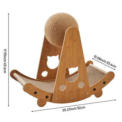 Cat Ball Scratcher with Solid Wood Stand Sisal Interactive Climbing Frame Scratching Post for Indoor Cats Kittens Furniture Protector Fun Exercise