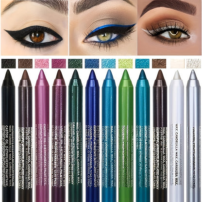 12 Eyeliner Pens with Pencil Sharpener Set 2 in 1 Color Makeup Eyeliner Pen Eye Shadow Waterproof And Sweat Resistant, Lasting, Perfect Gift for Mother'S Day