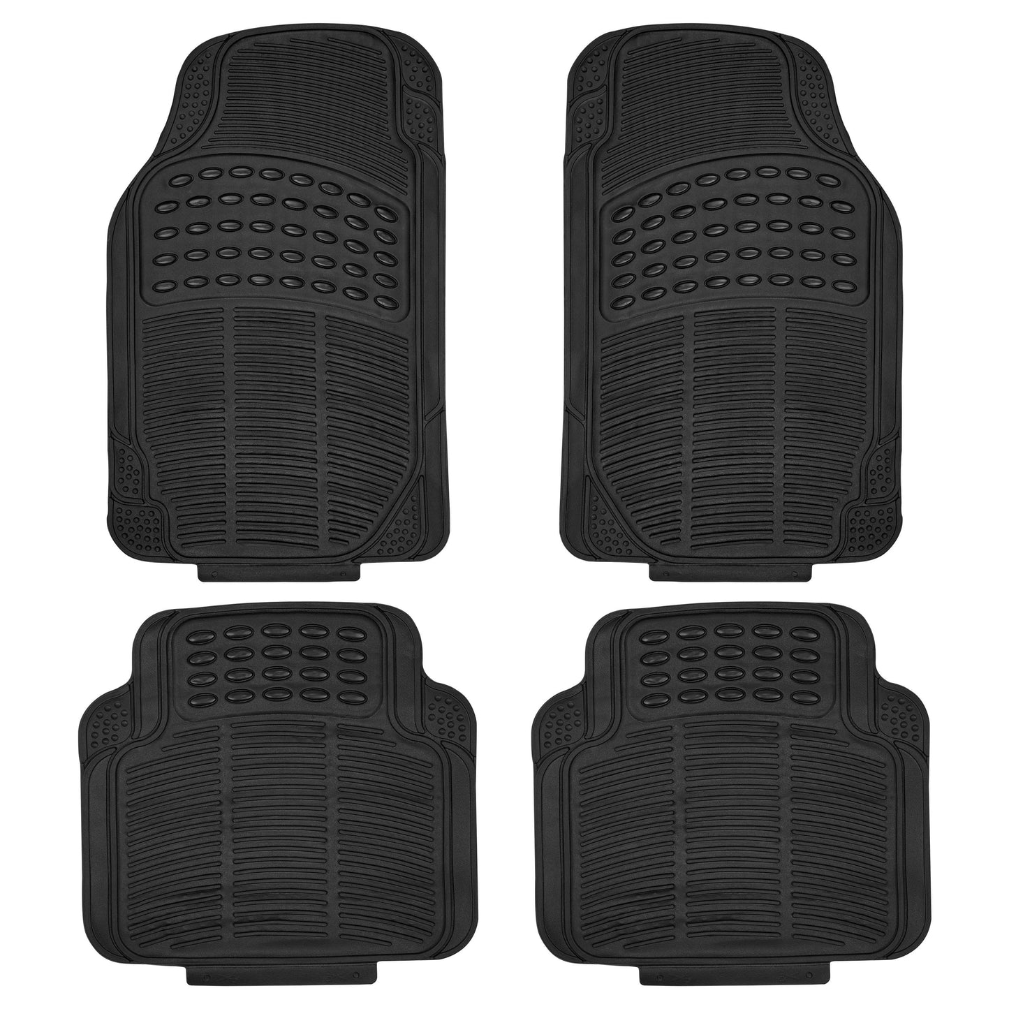 Heavy Duty Rubber Car Mats Universal Non Slip Floor Mats or Waterproof Boot Liner | Trim to Fit All Weather Protection for Cars, Vans, SUVs & Trucks