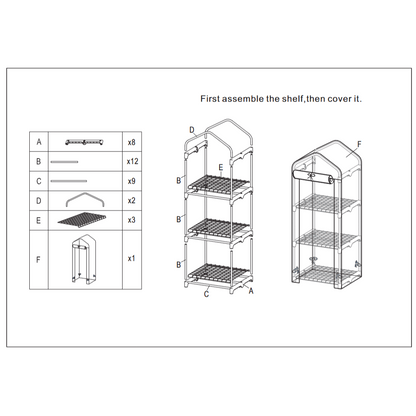 3 Tier Greenhouse, Small Plant Greenhouses, With Transparent Plastic PVC Cover, Indoor outdoor tent garden greenhouse (51 x 45 x 130 cm)