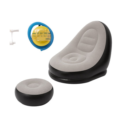 Multi-colour Everyday Outdoor Inflatable Sofa Set, PVC Material with Foot Pump, Portable Air Mattress with Footstool, Suitable for Picnics, Camping, Beach Trips, Travel and Home Use