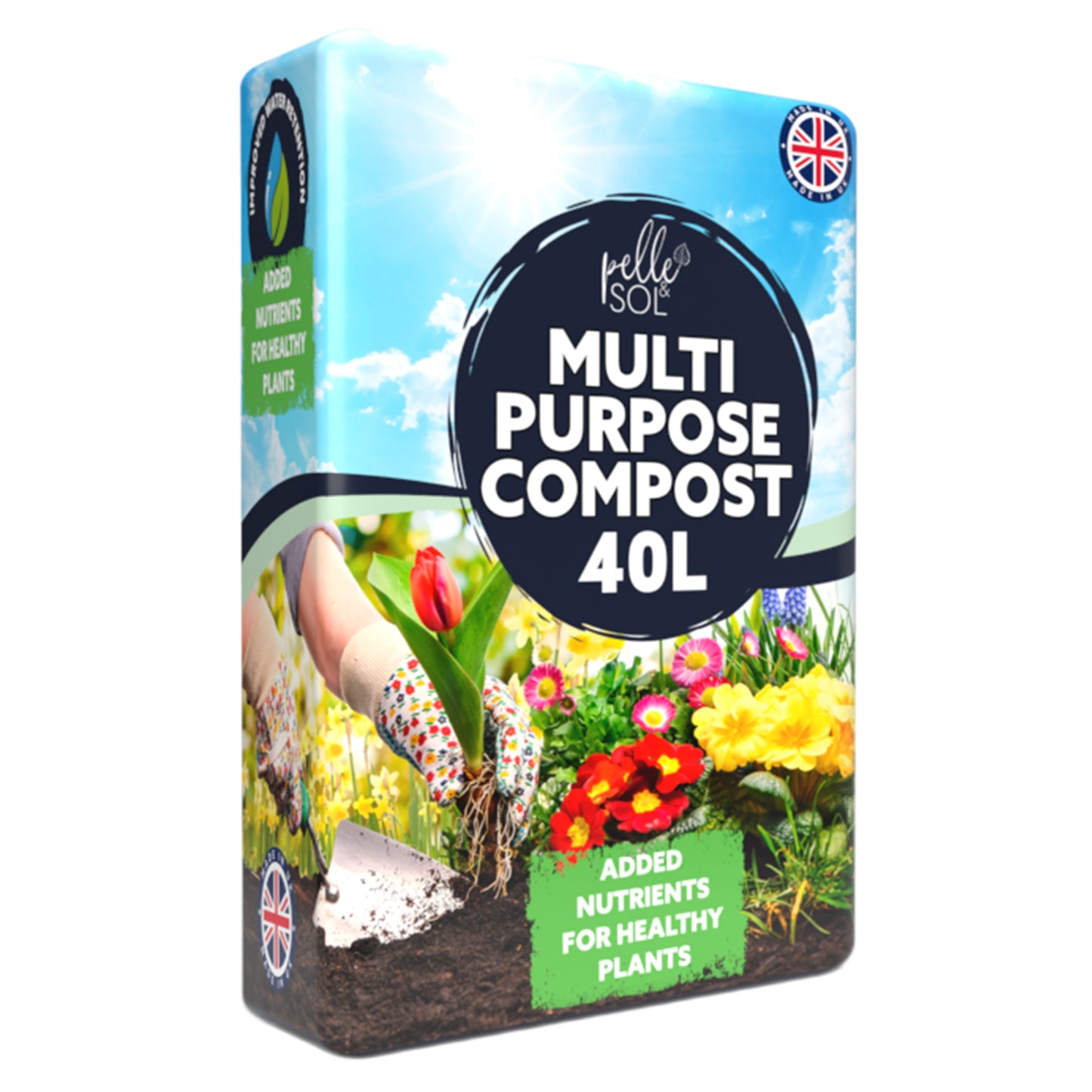 Pelle & Sol 10/20/40/50/60Ltr Multi Purpose Compost - Compost for Outdoor Plants & Soil for Plants Indoors - Potting Soil for Pots Plants Outdoor - All Purpose Nutrient Rich Fertiliser, Houseplant Potting Mix