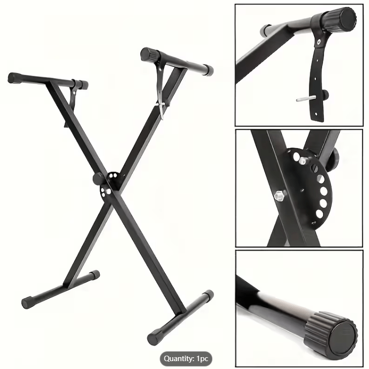 33-97cm Keyboard Stand with Locking Strap Adjustable X Frame Music Piano Keyboard Stand Portable Single Braced Electric Piano Stand with 7 Adjustable Height Positions Holds up to 20kg