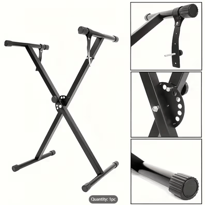 33-97cm Keyboard Stand with Locking Strap Adjustable X Frame Music Piano Keyboard Stand Portable Single Braced Electric Piano Stand with 7 Adjustable Height Positions Holds up to 20kg
