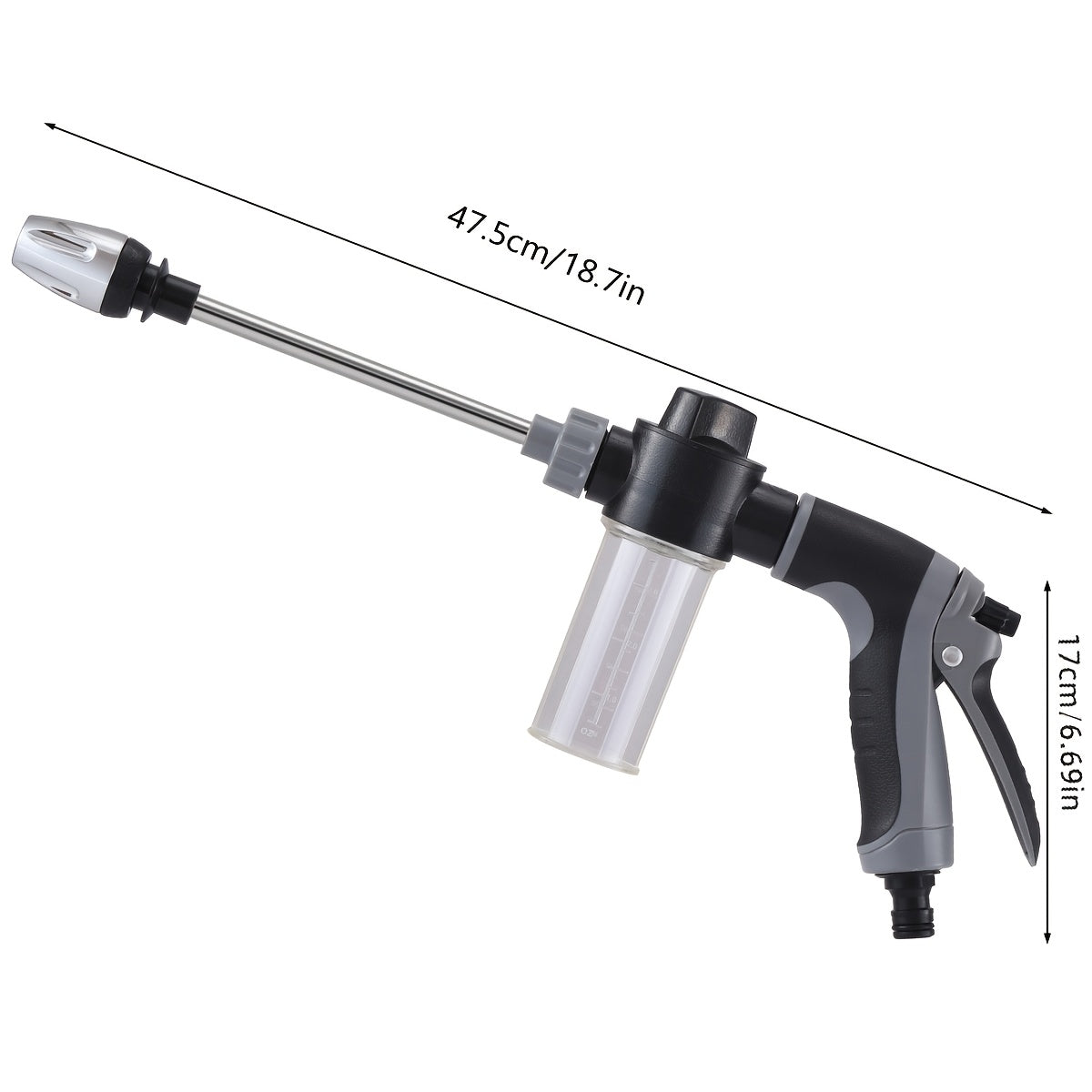 High-Pressure Car Wash Spray Gun With 360° Sprayer Nozzle, Detachable Soap Dispenser, Anti-Slip Grip And Extended Wash Gun, Ideal For Car Cleaning And Garden Watering Applications, Without Battery