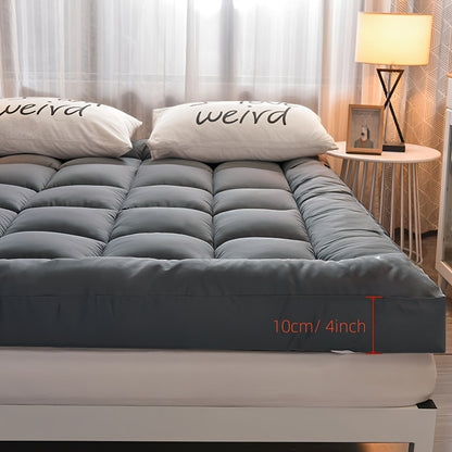 Hotel Quality Mattress Topper 10cm- Ultra-Soft Microfiber, Anti-Shift & Even Weight Distribution, UK Bed Sizes Single/Double/King/Super King, Grey, 1200GSM