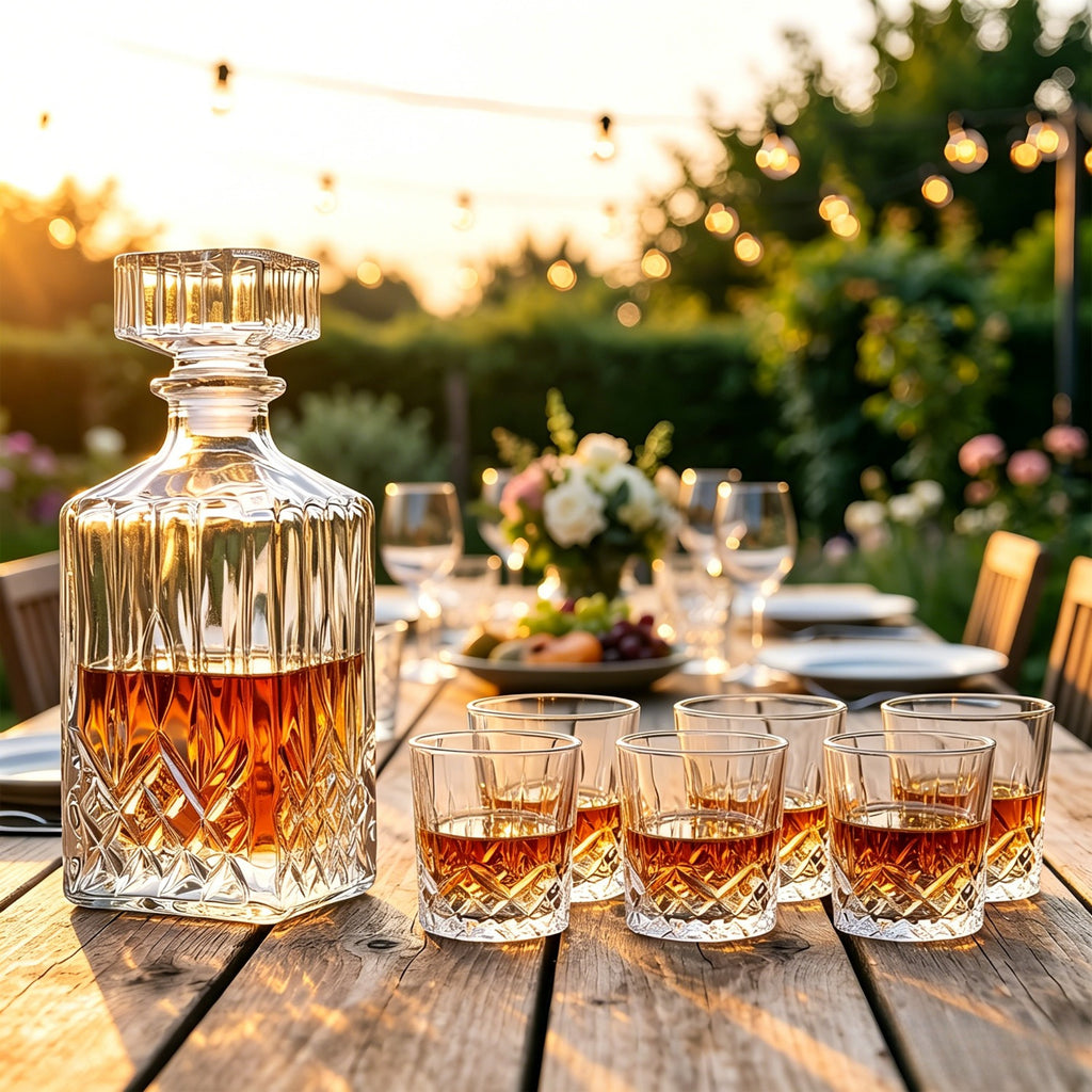Seven-Piece Whisky Decanter Set – 1L Bottle & Six Glasses