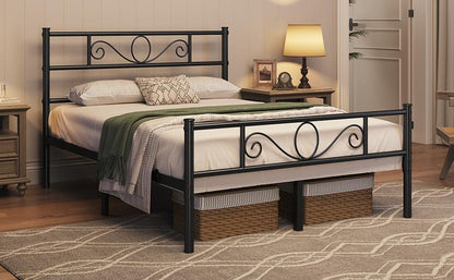 Costoffs Bed Frame, Mattress Foundation, Metal-framed Bed, Bed Frame with Headboard, No Box Spring Needed, Hassle-Free Assembly, Non-slip Mattress Foundation, Under-bed Storage Space