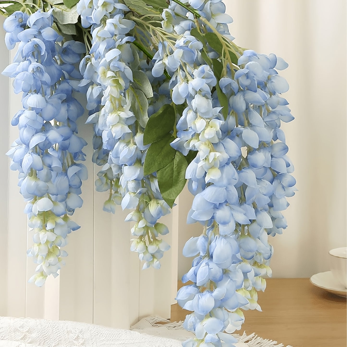Set of 3 Faux Wisteria Hanging Flower Garlands for Decorating Homes, Gardens, Outdoor Events, Weddings, And Parties