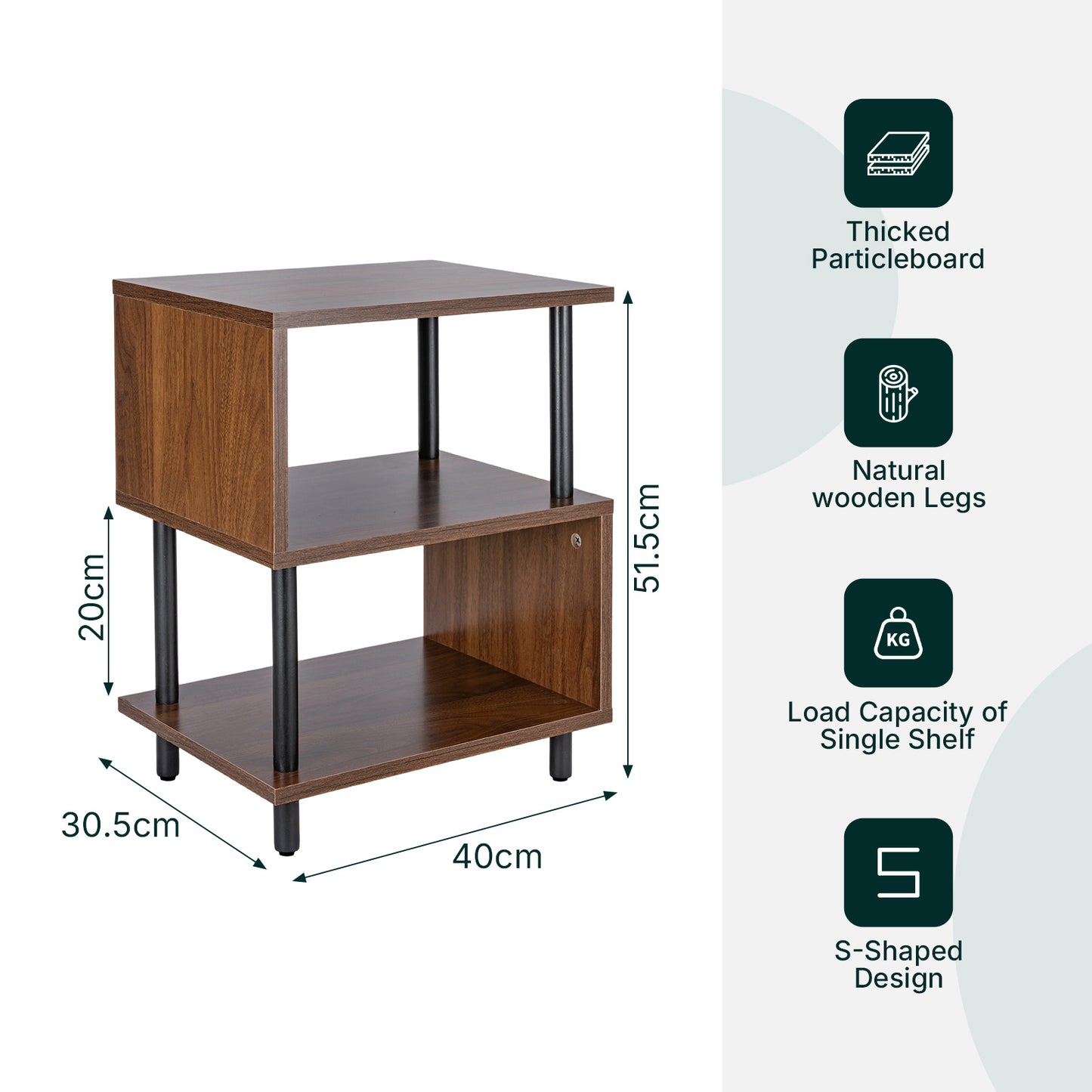 Modern Side Table with Storage - Small End Table/Nightstand, Assembly, -Shaped & Particleboard, Bedside Table for Bedroom/Living Room