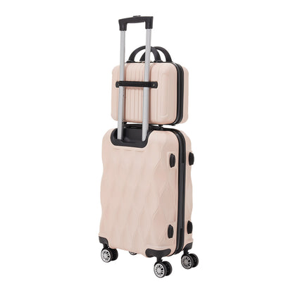 Luggage Sets of 2 Piece, Suitcase Set, Cabin Suitcase with Wheels, Hand Luggage Suitcase and Toiletry Bag with Beauty Case, 20''+14'' Inch
