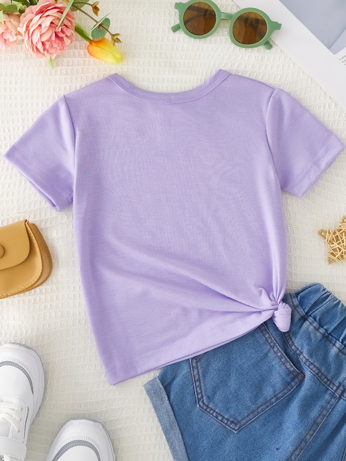 Girl Sunshine MIXED with a LITTLE Hurricane Simple Letter Print Short Sleeve Casual Versatile T-shirt