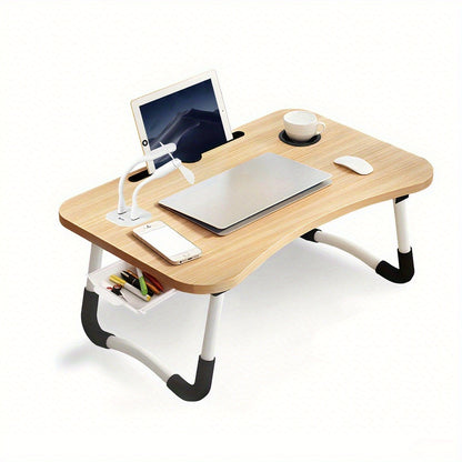 1pc Portable Laptop Desk with Cup Holder & Tablet Slot - Adjustable Bed Tray Table for Work/Eating, Foldable Sofa Desk for Living Room/Bedroom, 23.62×15.75×10.24inch