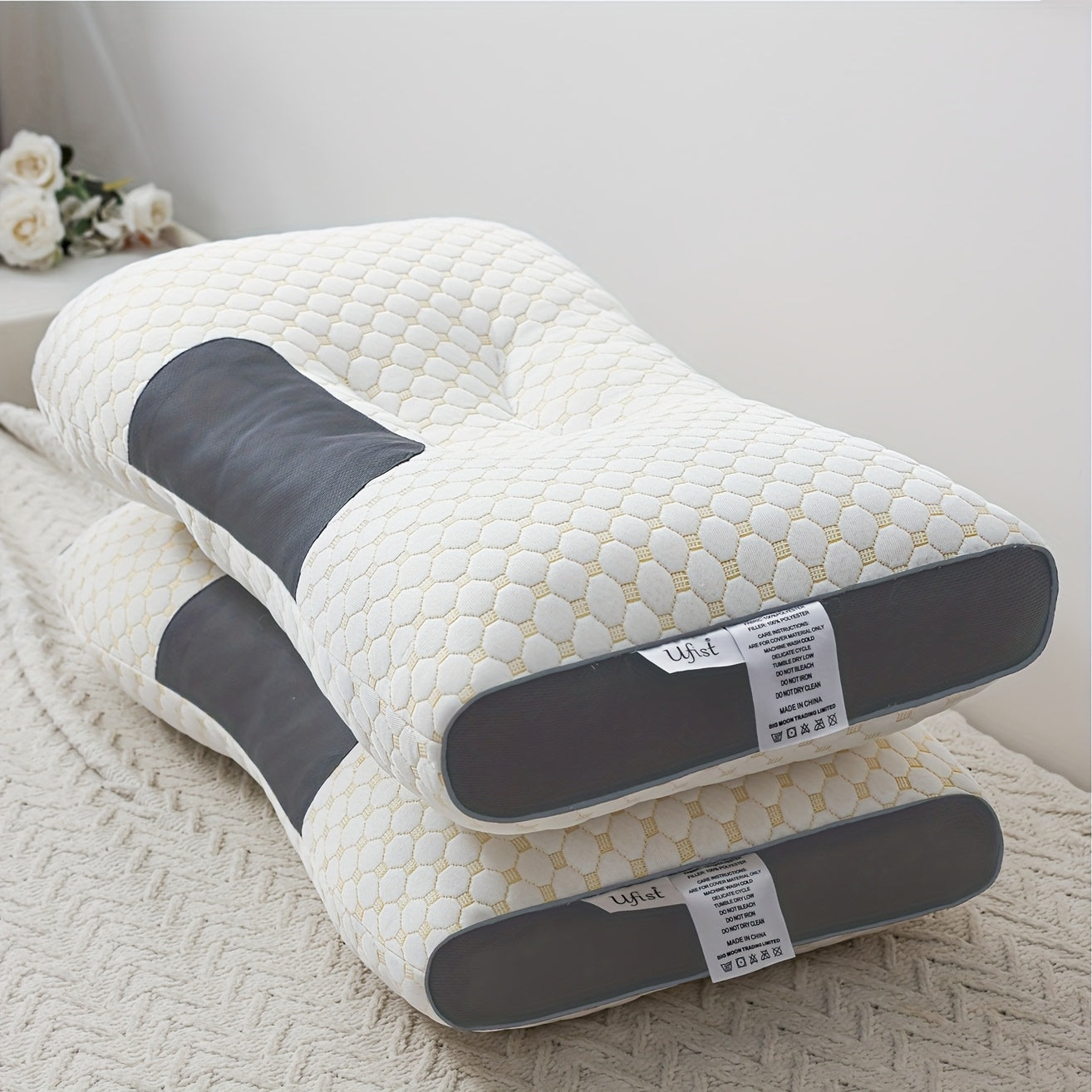 2 PCS Soft Neck Pillows Ergonomic, Detachable High-quality Pillow Core For Comfortable Sleep, Promotes Deep Sleep, Neck Pillow Suitable For Sleeping, Travel, Office Use