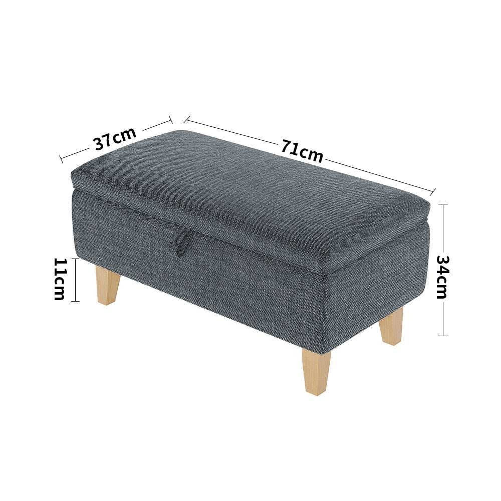 Linen Padded Storage Stool Ottoman Storage Box Footstool Living Room Bedroom Hallway Shoe Stool Footrest
