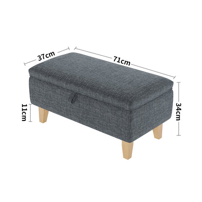 Linen Padded Storage Stool Ottoman Storage Box Footstool Living Room Bedroom Hallway Shoe Stool Footrest