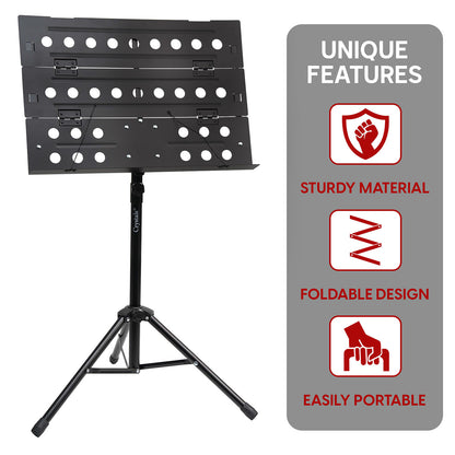 Foldable Music Stand, Heavy-Duty Tripod Base – Adjustable Height, Portable Sheet Music Stand with Carrying Bag for Musicians, Performers, and Students, Lightweight Design, Non-Slip Rubber Feet, Versatile For Sheet Music And Books