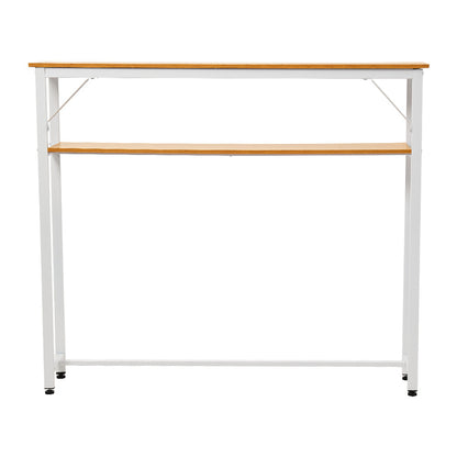 Space Efficient Side Table Single Double Tier Wall Mounted MDF Shelf with Metal Frame Multi Functional Narrow Table with Storage Hallway Bedroom Table 80x20cm Wood Black White Frame