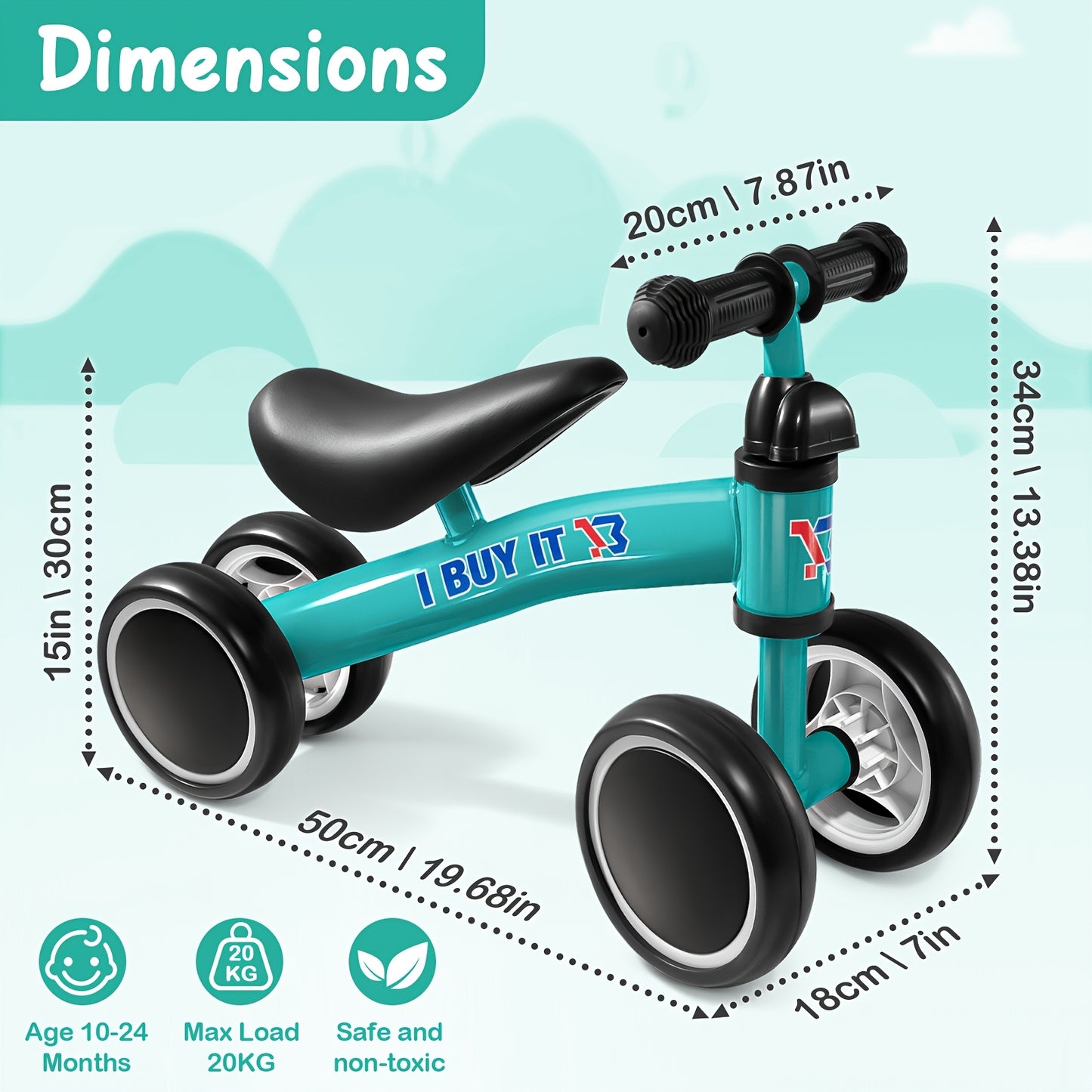 Baby Balance Bike, Indoor Outdoor Baby Ride on Bike, No Pedals Training Bike for Boys Girls Toddlers First Bike, Kids Best Gift