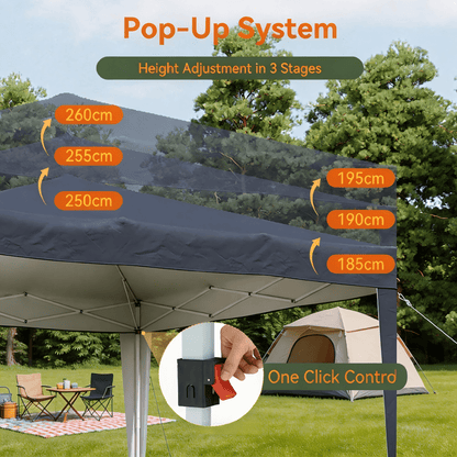 Pop Up Gazebo 2X2m/3x3m Easy One Person Setup Instant Outdoor Canopy Folding Garden Gazebo Party Tent