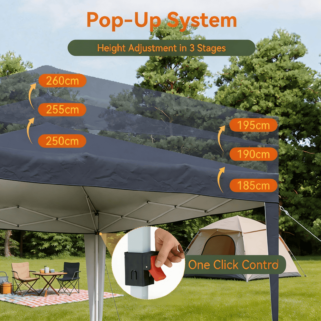 Instant Pop Up Gazebo 2x2m & 3x3m – One Person Setup, UPF50+ UV Protection, Steel Frame Outdoor Canopy Tent for Garden, Party, Market & Camping UK