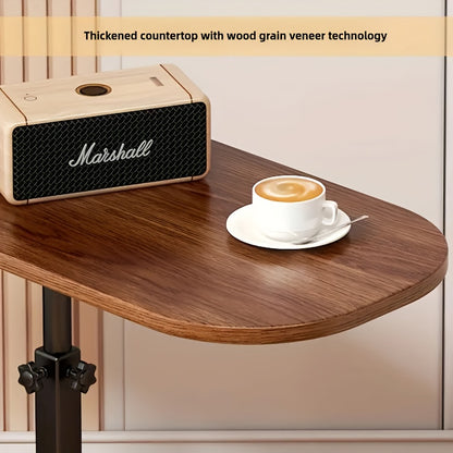 Modern C-shaped Edge Table with Adjustable Height -360 ° Rotating Tabletop Bedside Table, Space Saving Laptop Desk, Stable And Durable, Metal And Hardwood Structure, Suitable for Offices And Sofas