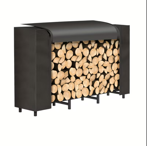 Firewood Rack Heavy Duty Adjustable — Outdoor & Indoor Log Holder with Cover, A-Frame Steel Wood Storage Stand for Fireplace, Patio, Cabin