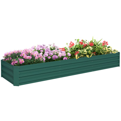 Galvanised Raised Bed for Garden, Rectangular Outdoor Elevated Planter Box with Safety Edging and Open Bottom for Growing Flowers, Herbs and Vegetables, 240 x 60cm, Grey