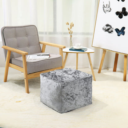 Fully Filled Velvet Bean Bag Footstool – Cube Pouffe Seat, 40×40×30cm, Soft Crush Velvet, Square Shape, Ideal as Foot Rest or Extra Seating