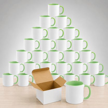 11oz Sublimation Ceramic Mugs with Glossy Finish, Heat Press Ready Coffee Cups for DIY Printing, Multicolor Bulk Pack Options Available in 6, 12, 24, 36, 48, 72 and 144 Pack
