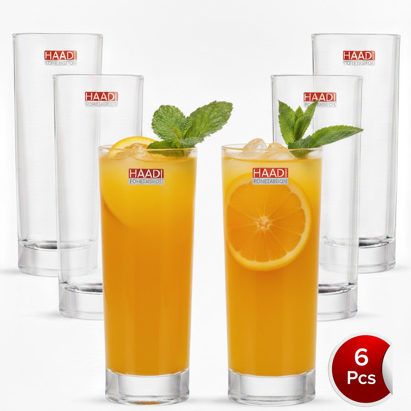 Drinking Glasses 6 Pcs 270ml, Clear Glass Cups Set for Water, Juice, Soft Drinks, Kitchen Use