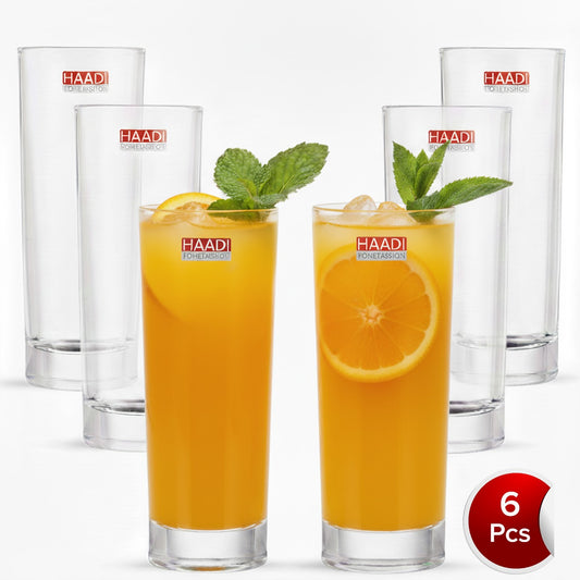 Drinking Glasses 6 Pcs 270ml, Clear Glass Cups Set for Water, Juice, Soft Drinks, Kitchen Use