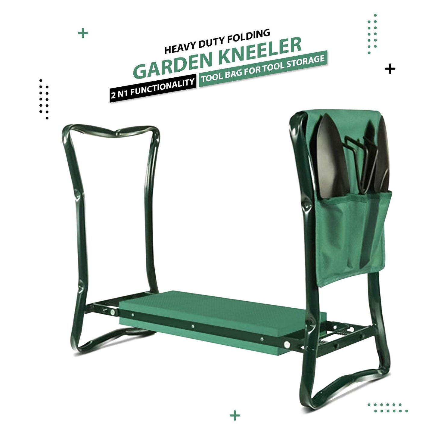 Garden Kneeler with Handles,2-in-1 Soft Foam Kneeling Pad,Portable Kneeler Seat With Removable Tool Pouch, Folding Padded Garden Kneeler, Lightweight Gardening Stool Garden Kneeling Bench for Gardening