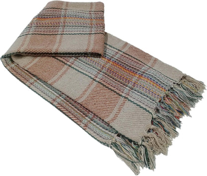 Picnic Blanket Check Stripe Design Super Soft Cosy Sofa Bed Camping Beach Garden Throw made from Recycled Cotton
