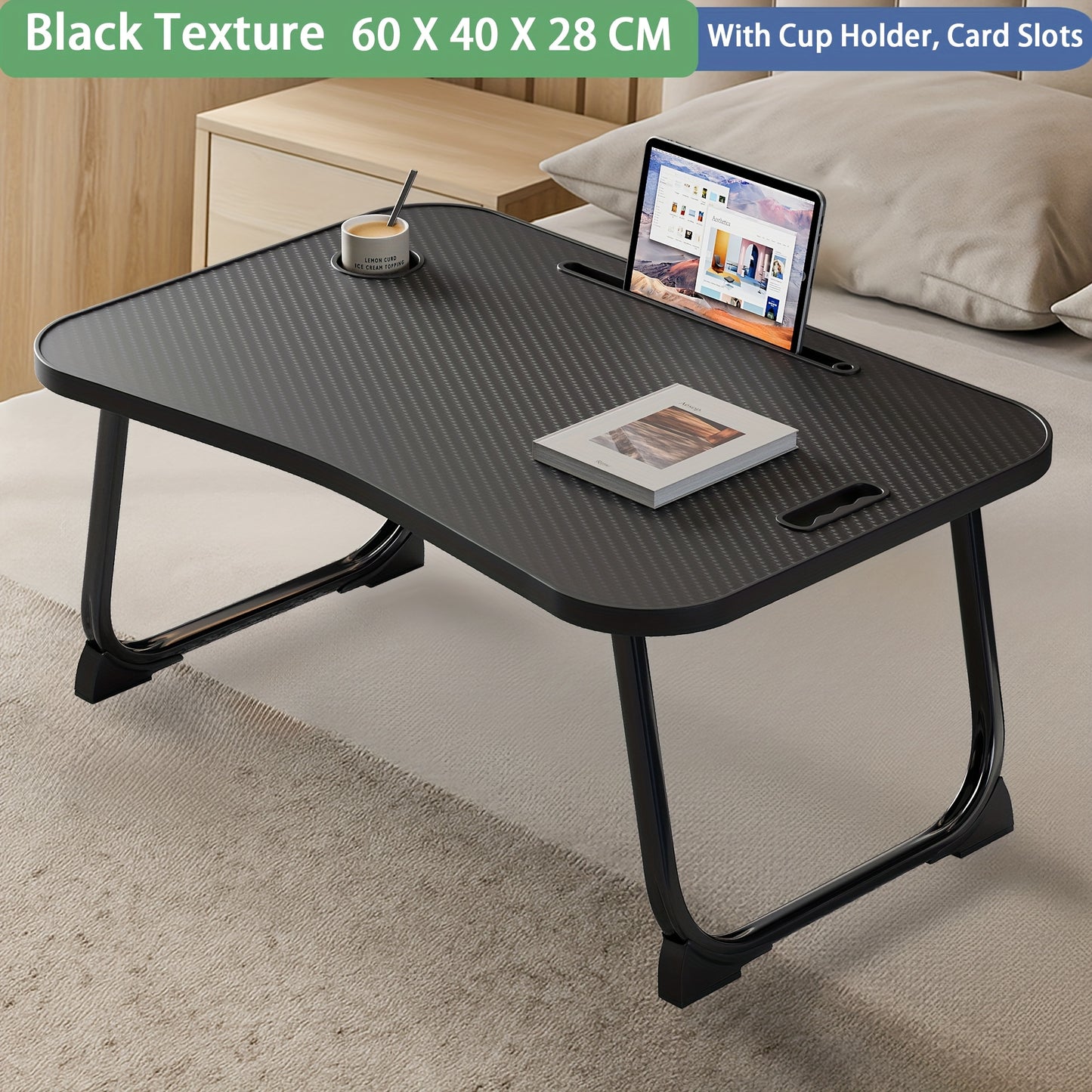 Foldable Laptop Desk, Laptop Bed Table with Foldable Legs And Slots Reading Holder for Eating Breakfast Reading Studying On Couch Sofa Computer Bed Tray, Laptop Stand, Laptop Desk for Bed Dorm Work