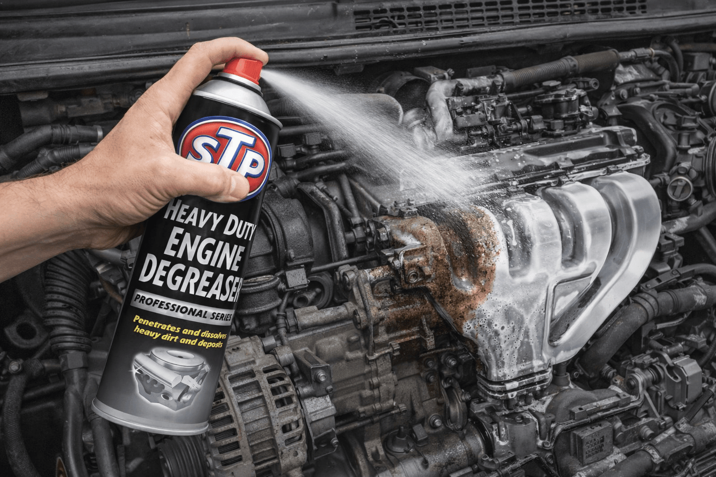 STP Heavy Duty Engine Degreaser Spray 500ml 3 Pack – Car Engine Cleaner Removes Dirt & Grease – Fast Acting Formula