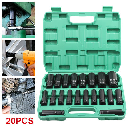 10/20pcs, 1/2in, Deep Impact Socket Set, Portable Electric Wrench Socket Set, 10-24mm Caliber Hex Bit Tool Set, Local Stock Shipping, Deep Metric Socket Set, Long-Reach Wheel Wrench Nuts, Suitable for Industrial Repairs, Home Decoration, Automotive