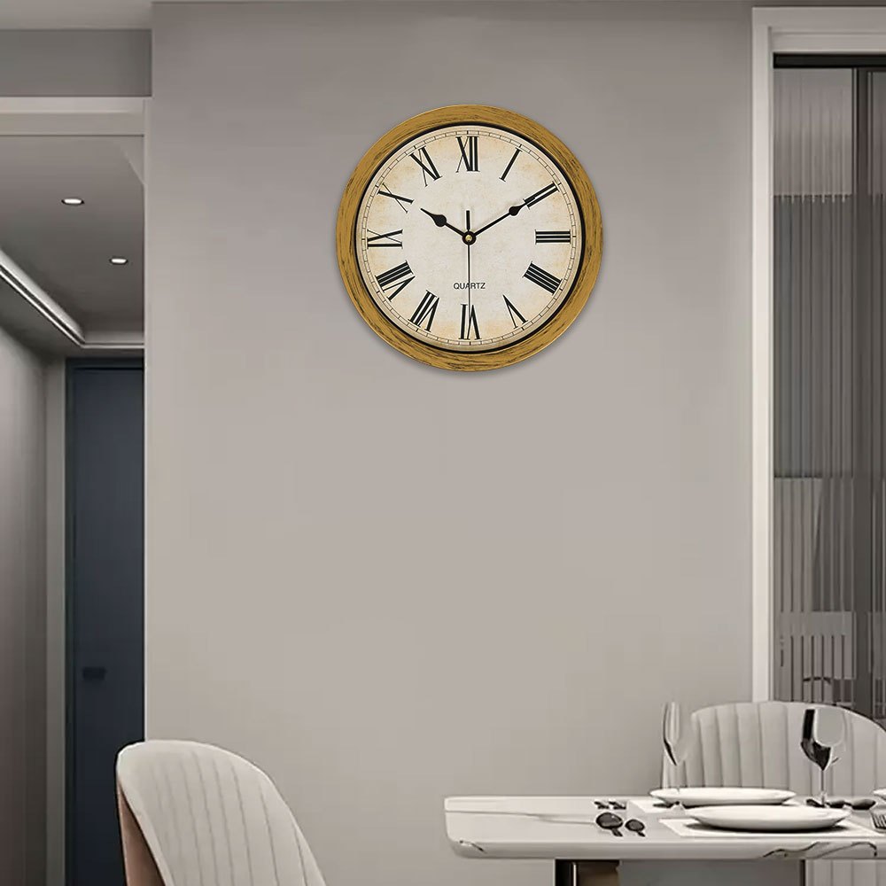 1PC multi-functional clock wall clock with fun thick frame and durable gold/white clock, 25*25*7CM