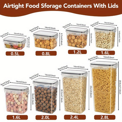 84/20/14pcs Food Storage Tanks, (84/20/14 Jars And 84/20/14 LIDS) Kitchen Storage Boxes, Food Organization, Plastic Can Sets, Suitable for Grains, Pasta, Flour And Sugar, Food Preservation Boxes, Made of And Healthy Materials