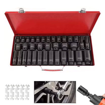 Heavy Duty 40pcs Car Truck Deep Impact 8-32mm 1/2 Inch Black Finish Heavy Duty Socket Set For Auto Repair Cool Gadgets
