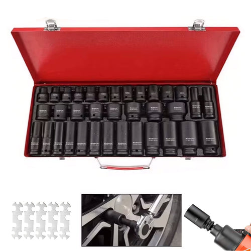Heavy Duty 40pcs Car Truck Deep Impact 8-32mm 1/2 Inch Black Finish Heavy Duty Socket Set For Auto Repair Cool Gadgets